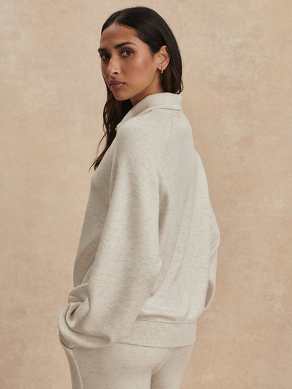 Varley Ivory Marl Selene Half Zip Sweat