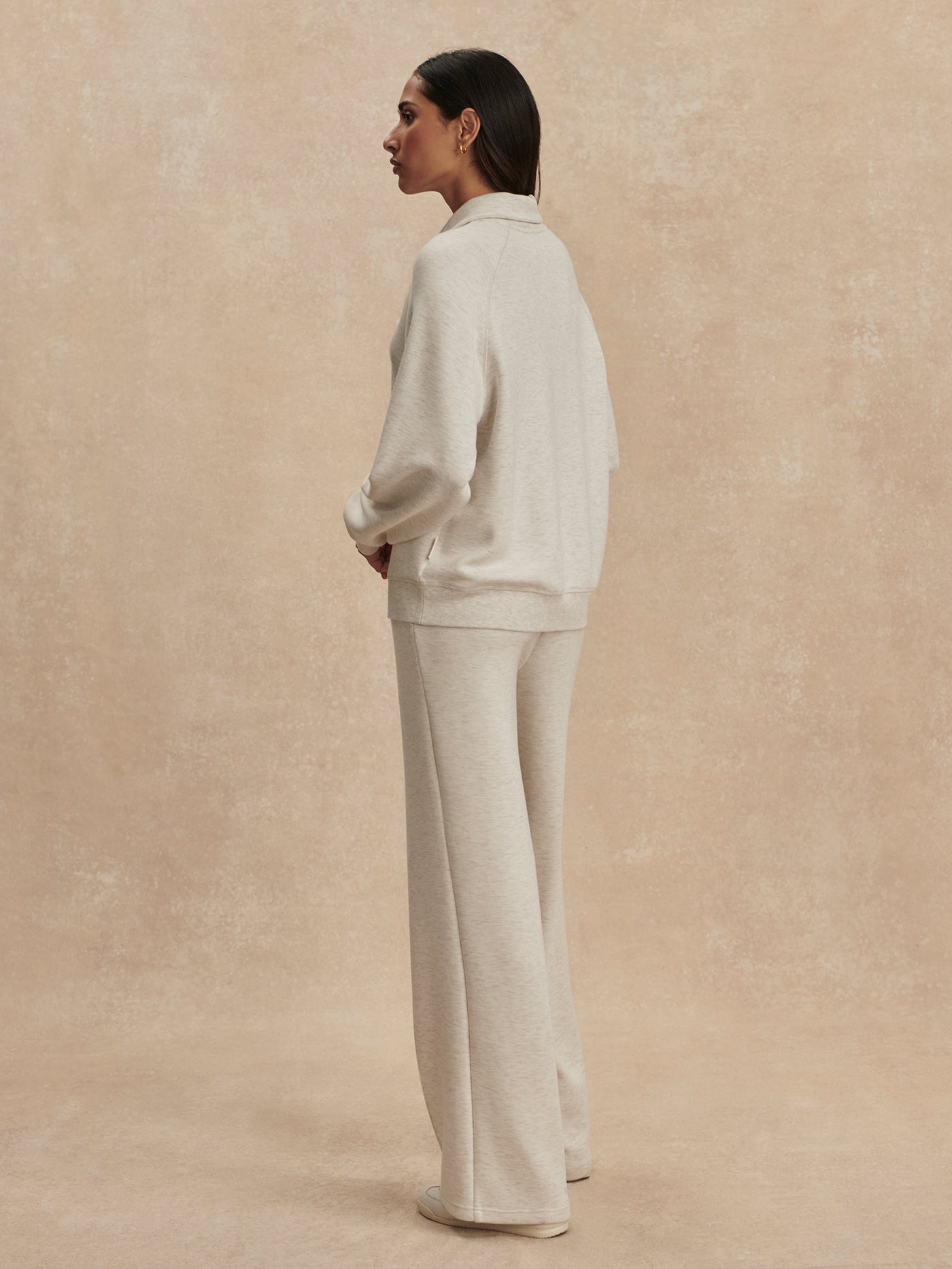 Varley Ivory Marl Selene Half Zip Sweat