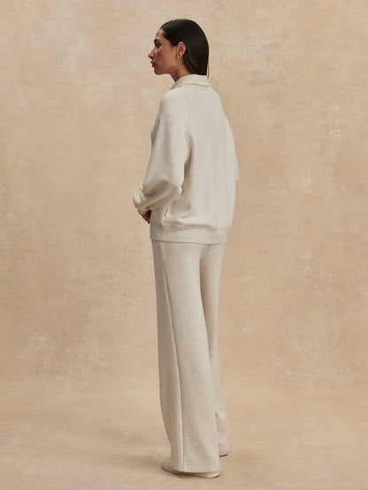 Varley Ivory Marl Selene Half Zip Sweat