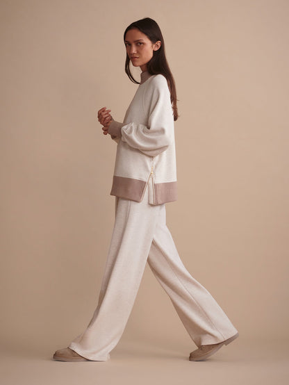 Varley Ivory Marl The Extra Wide Leg Pant 29.5