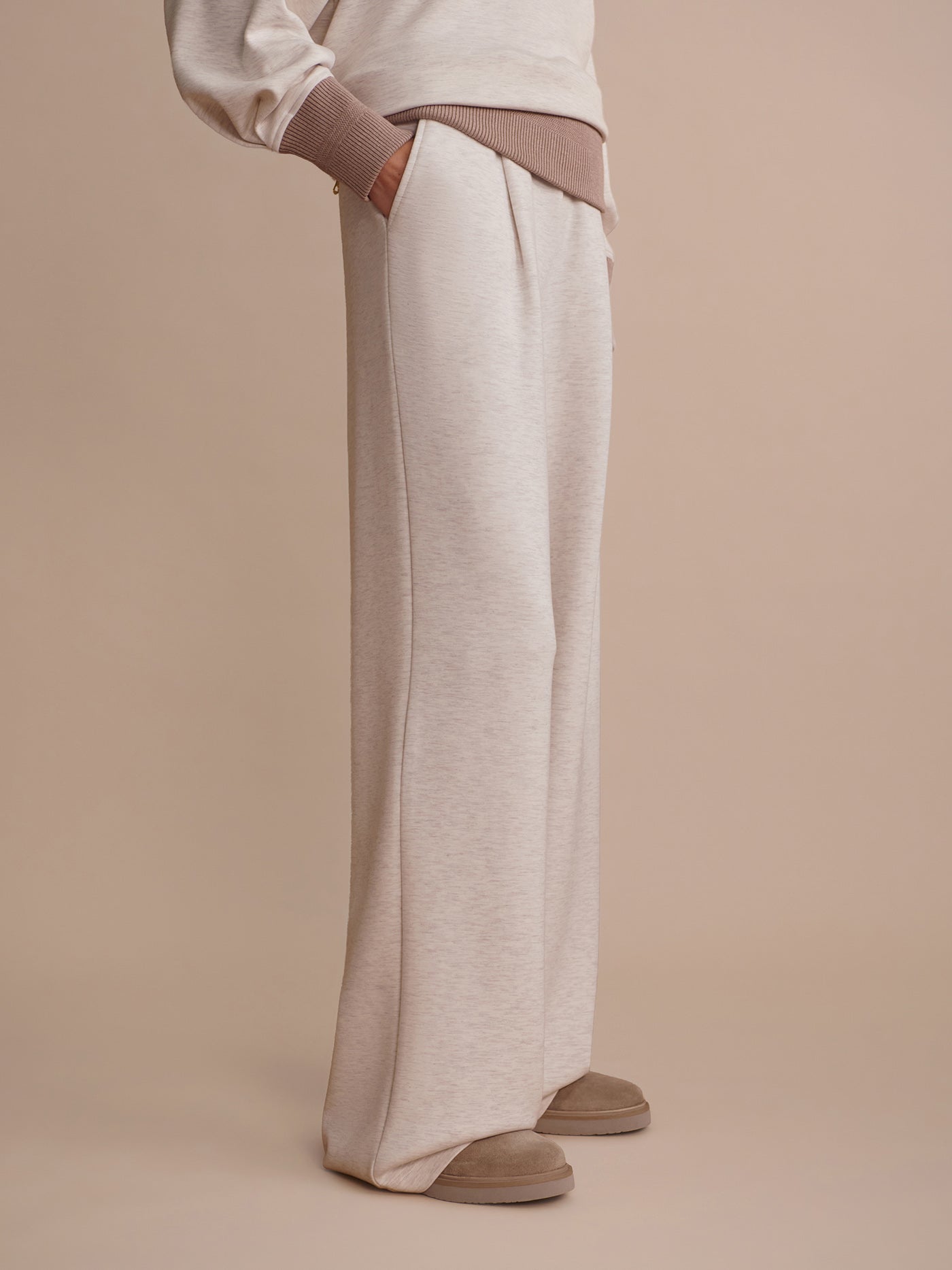 Varley Ivory Marl The Extra Wide Leg Pant 29.5