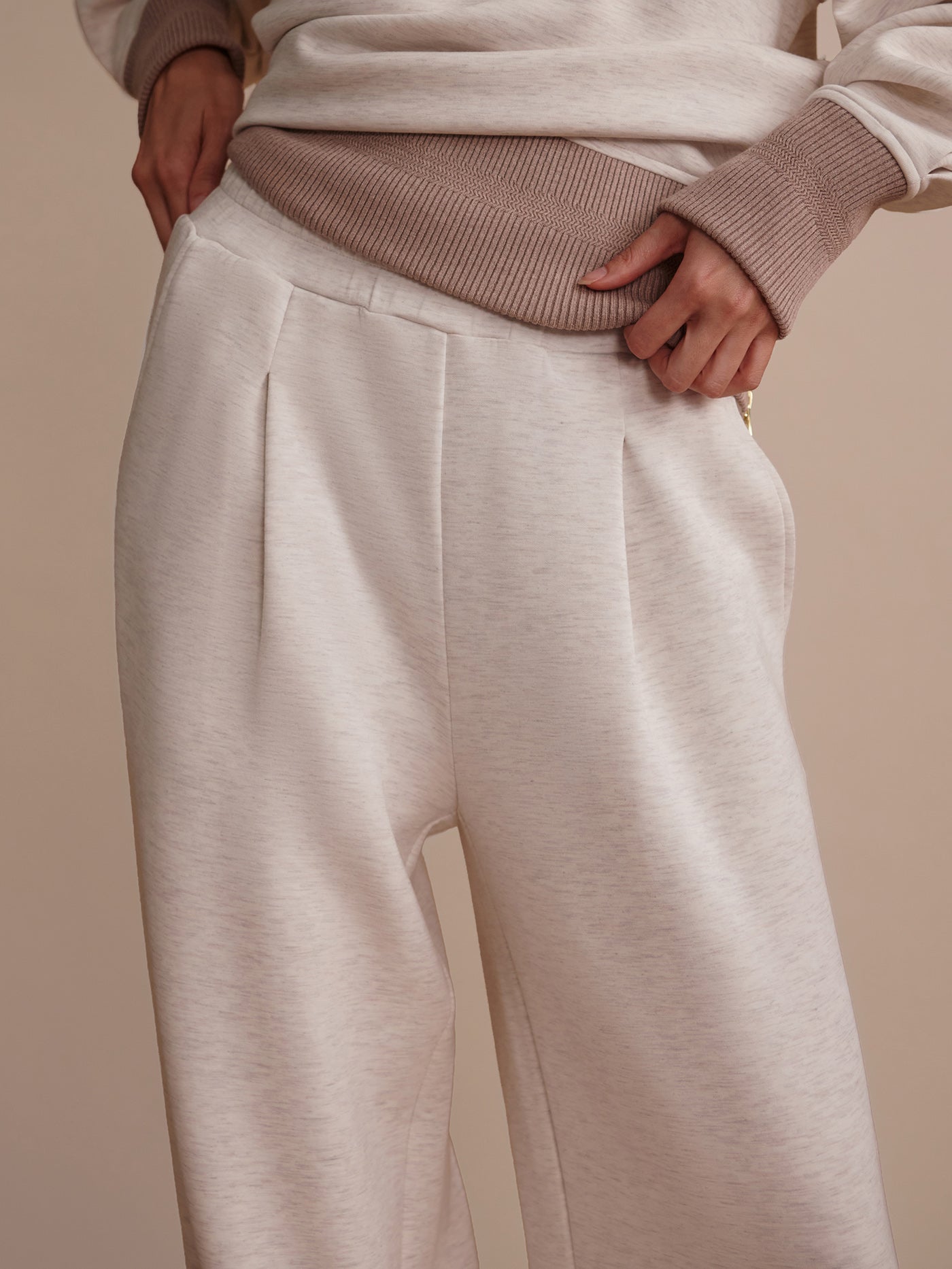 Varley Ivory Marl The Extra Wide Leg Pant 29.5