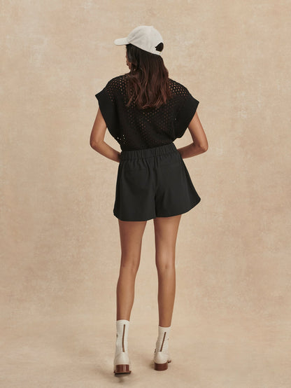 Varley Black Nila Mid Rise Short