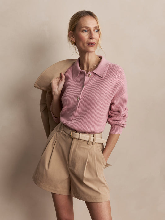 Varley Light Taupe Jorden Pleat Short 4.5
