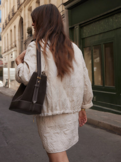Varley Oat Milk Saba Quilted Jacket