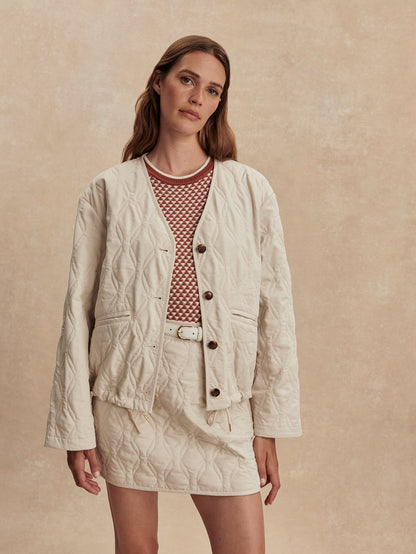 Varley Oat Milk Saba Quilted Jacket