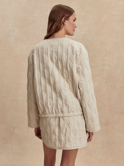 Varley Oat Milk Saba Quilted Jacket