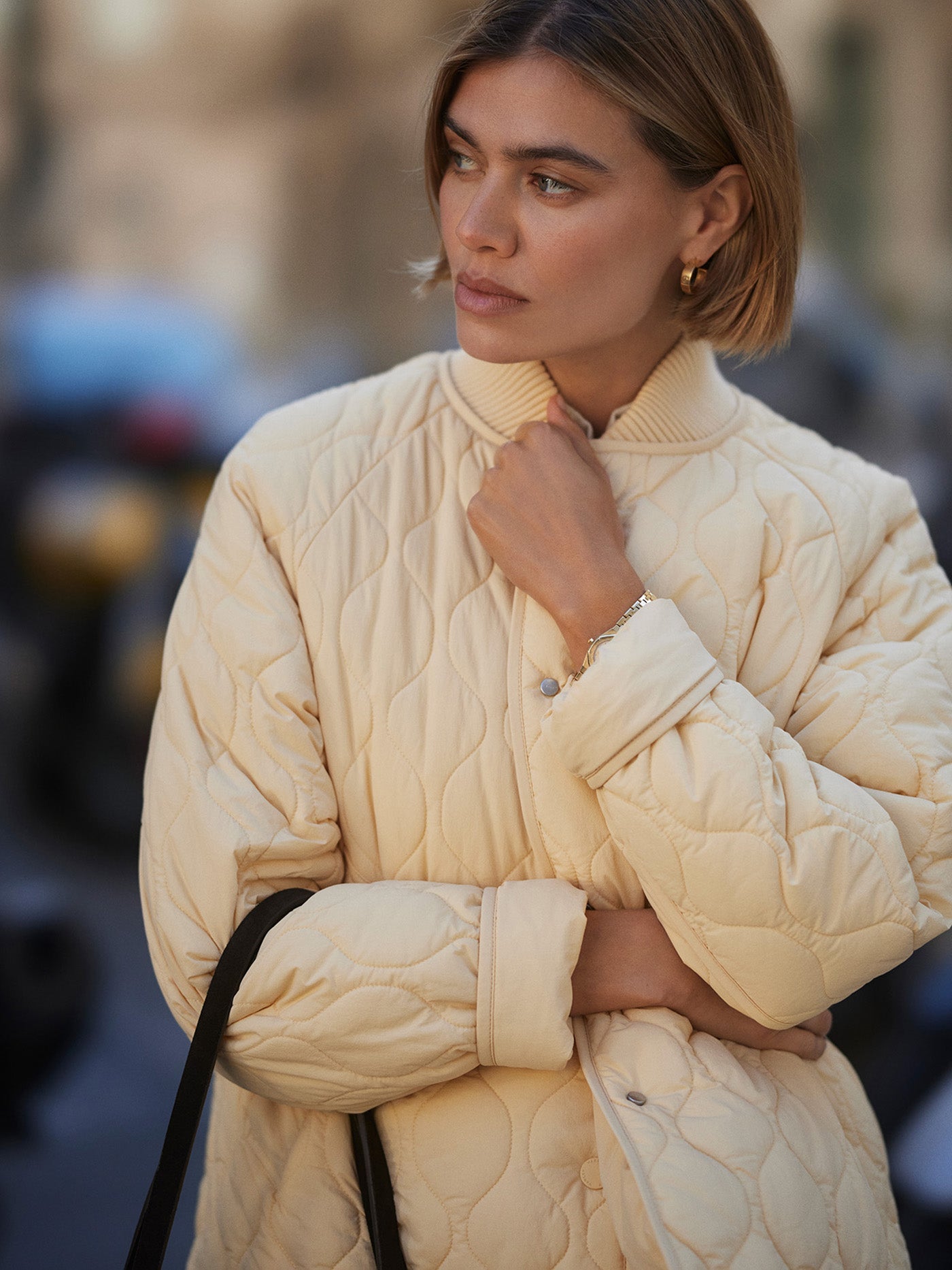 Varley Reed Yellow Luca Quilted Jacket