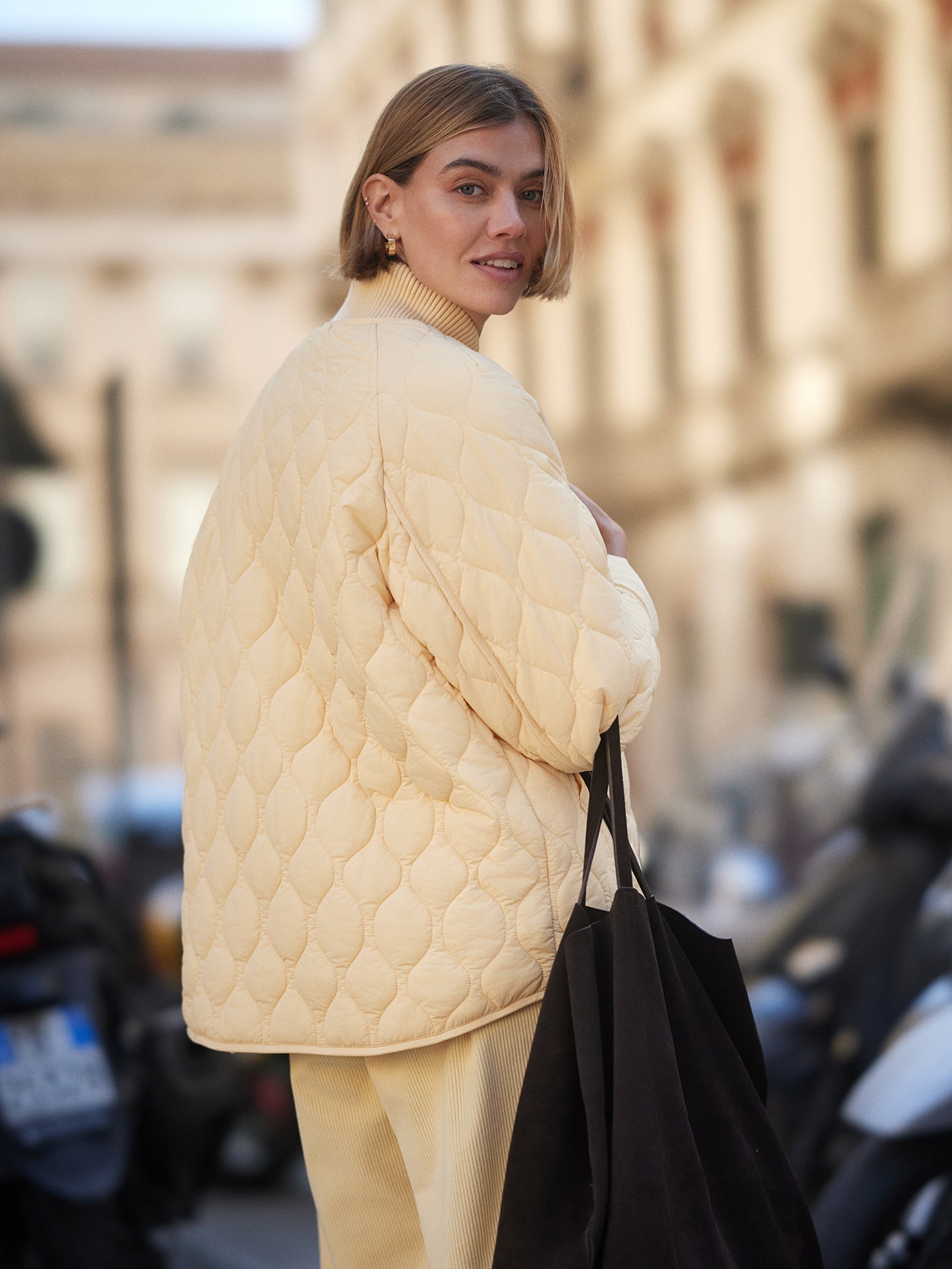 Varley Reed Yellow Luca Quilted Jacket