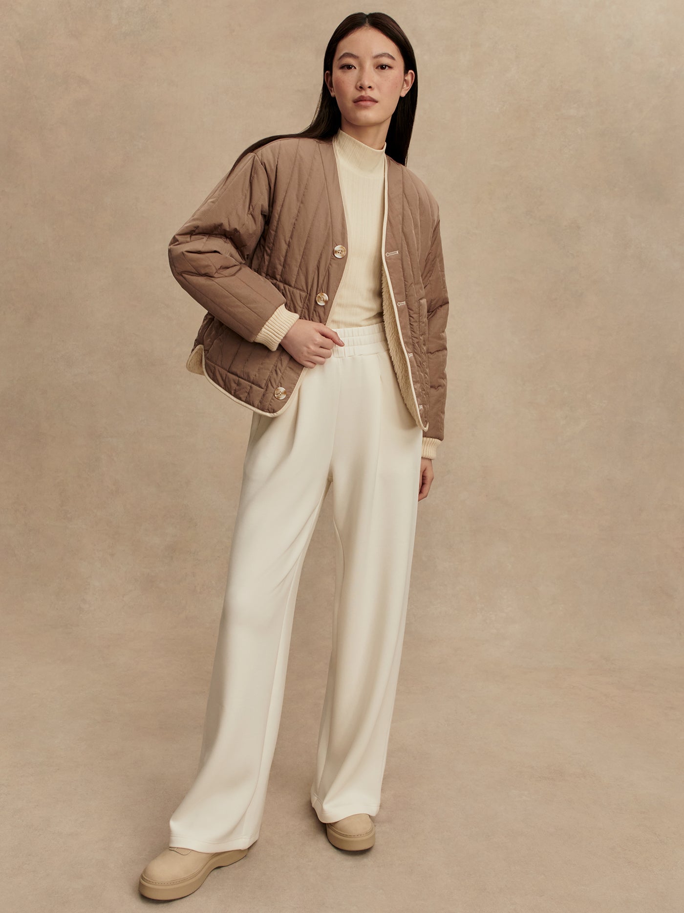Varley Sandshell/ Ash Taupe Drew Reversible Jacket