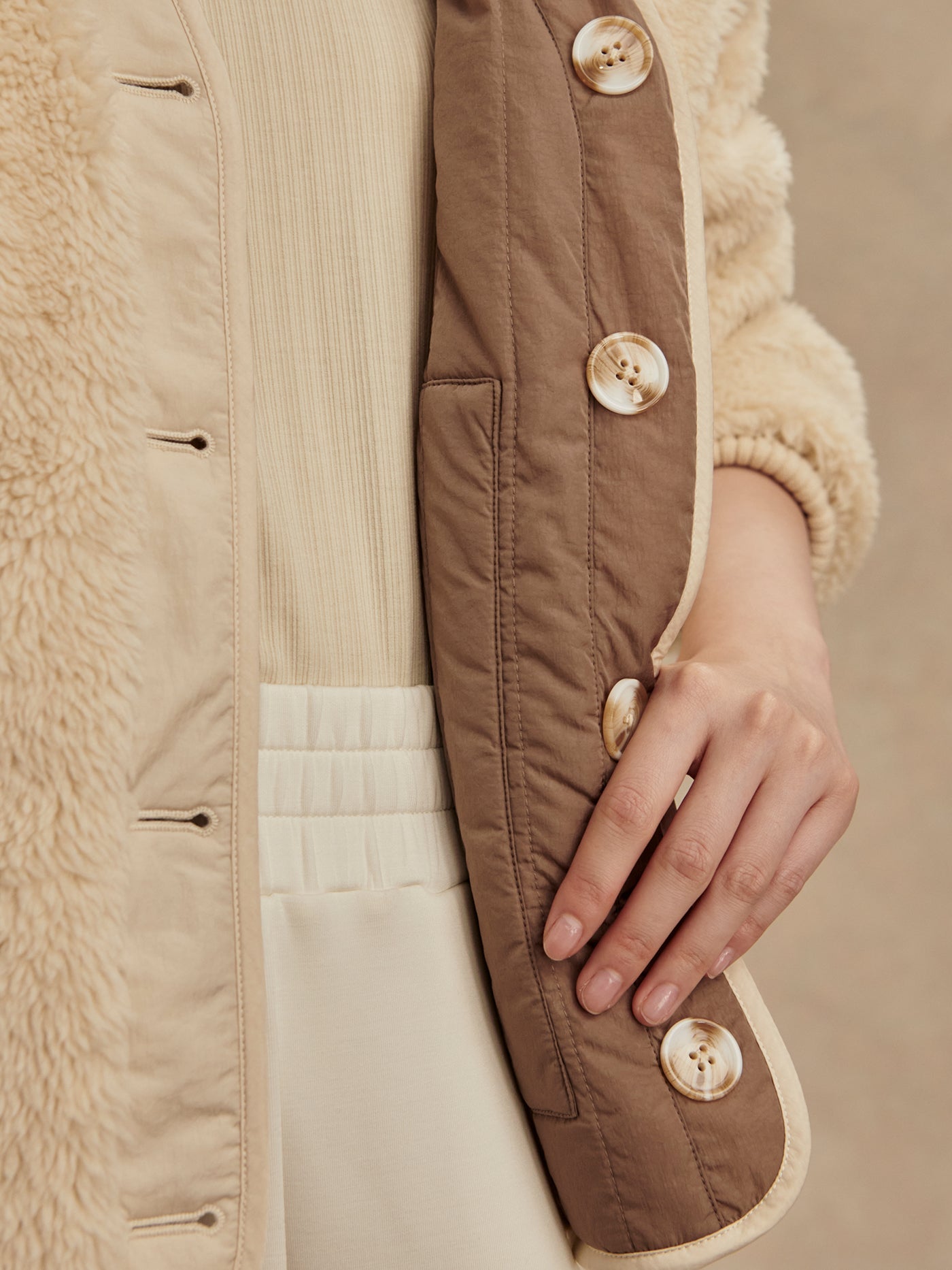 Varley Sandshell/ Ash Taupe Drew Reversible Jacket