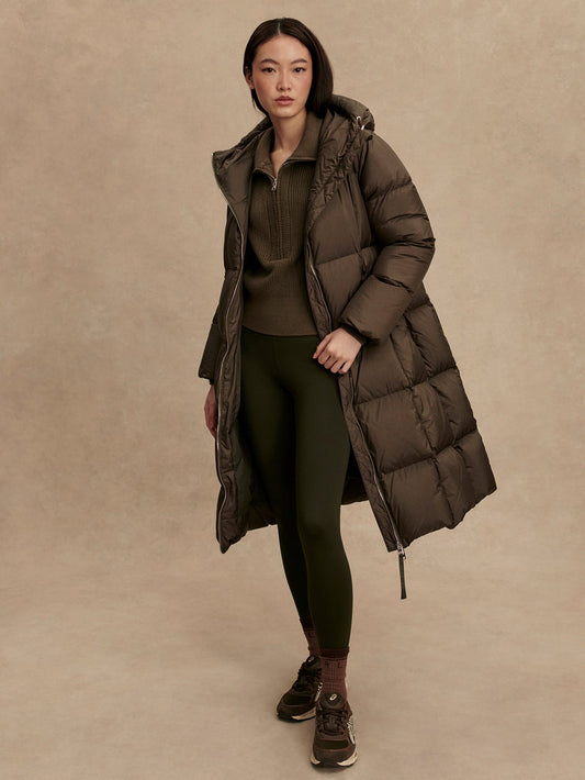 Varley Dark Olive Metallic Katya Long Down Puffer