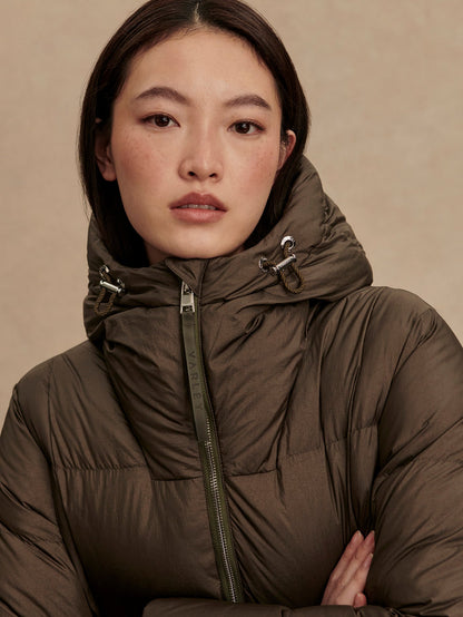 Varley Dark Olive Metallic Katya Long Down Puffer