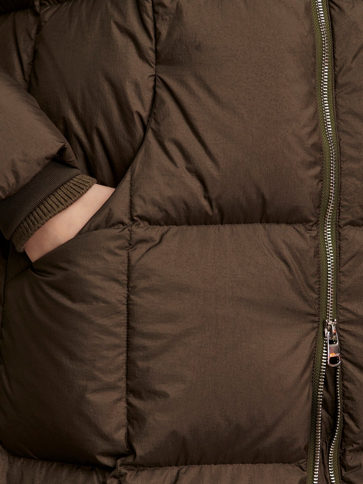 Varley Dark Olive Metallic Katya Long Down Puffer