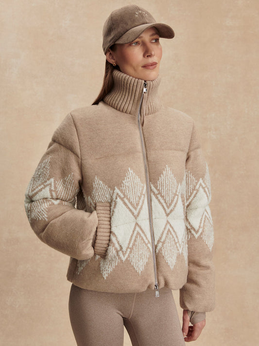Varley Light Taupe Belinda Knit Puffer