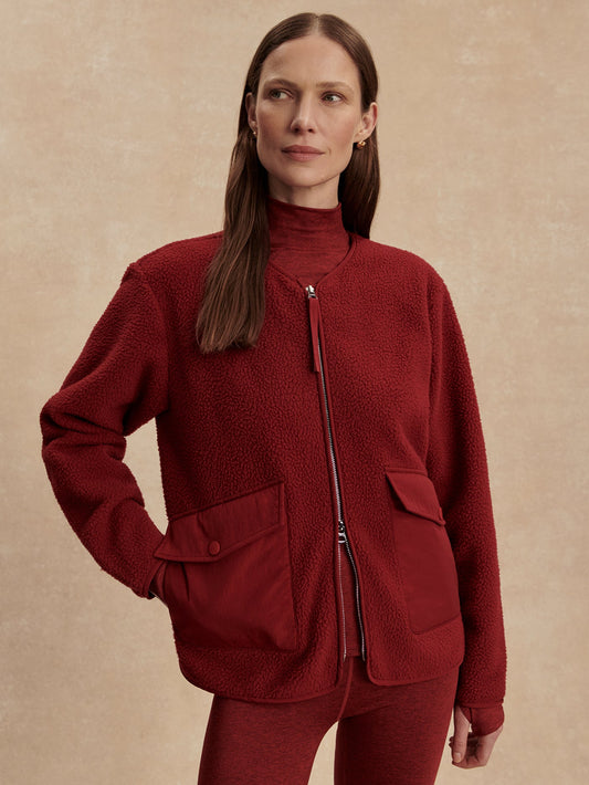 Varley Red Dahlia Marina Collarless Fleece