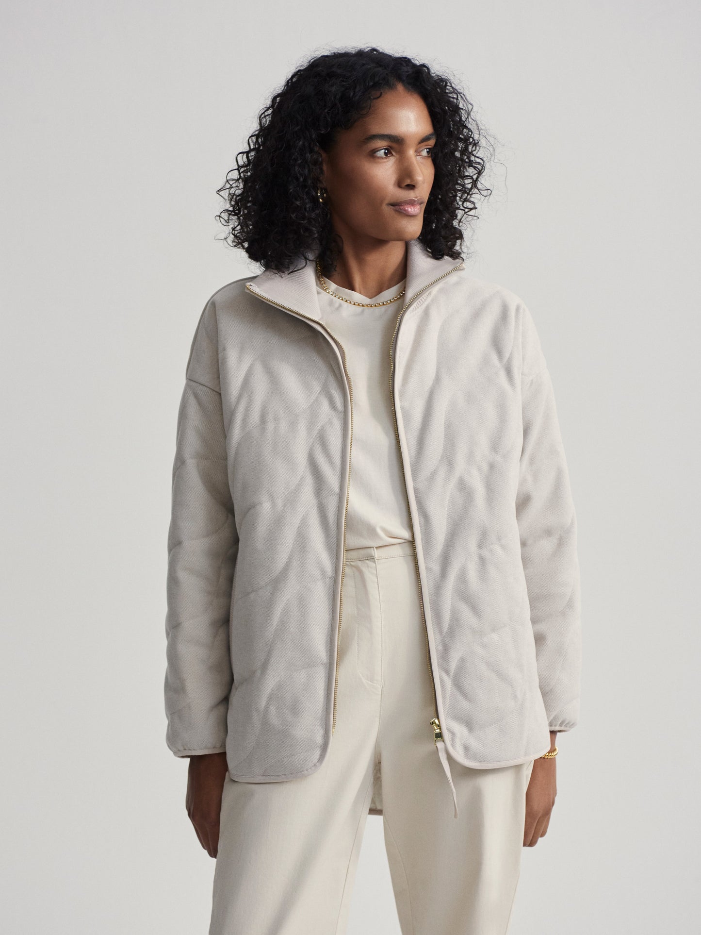 Varley Light Sand Libby Plush Quilt Jacket