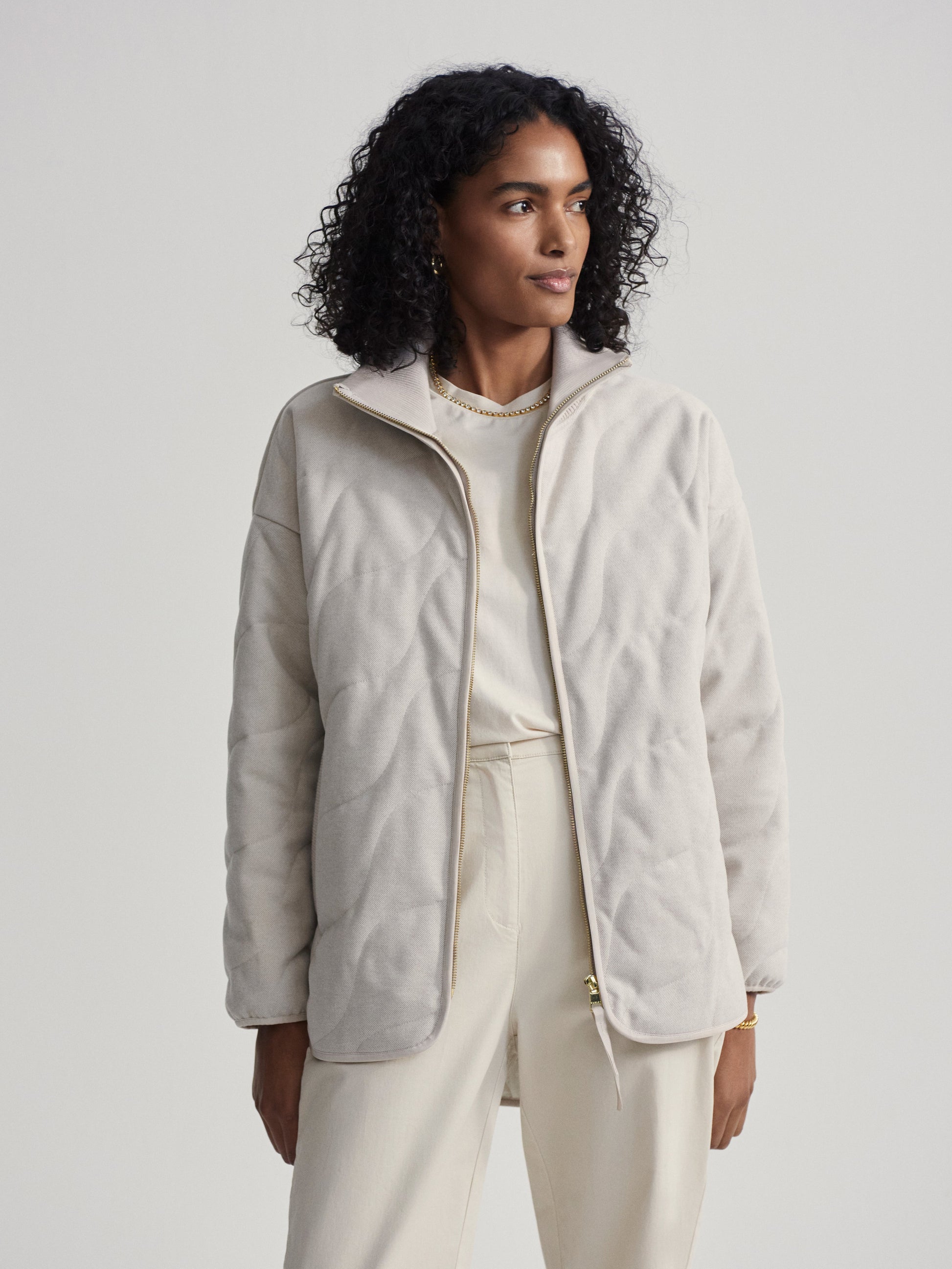 Varley Light Sand Libby Plush Quilt Jacket