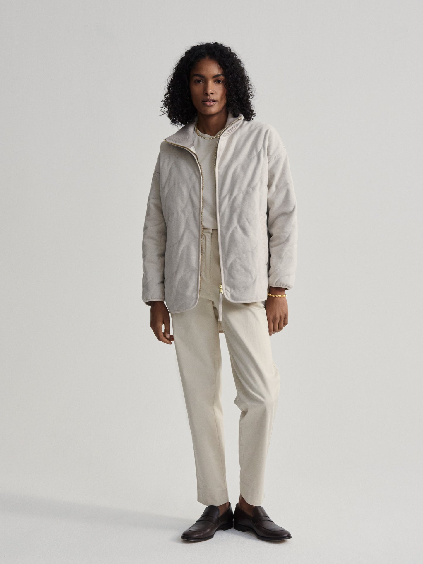 Varley Light Sand Libby Plush Quilt Jacket