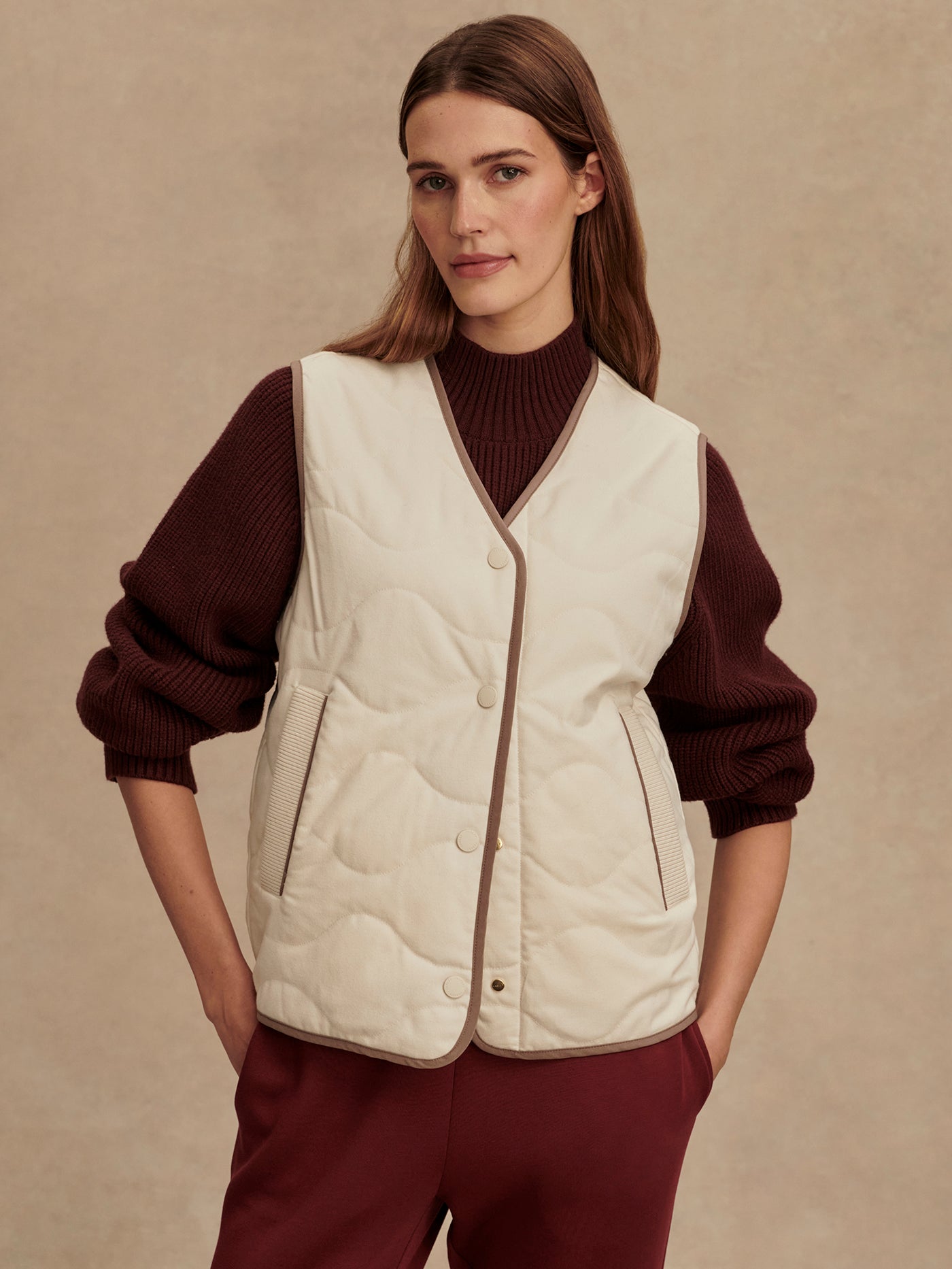 Varley Ash Taupe/ Birch Lori Reversible Gilet