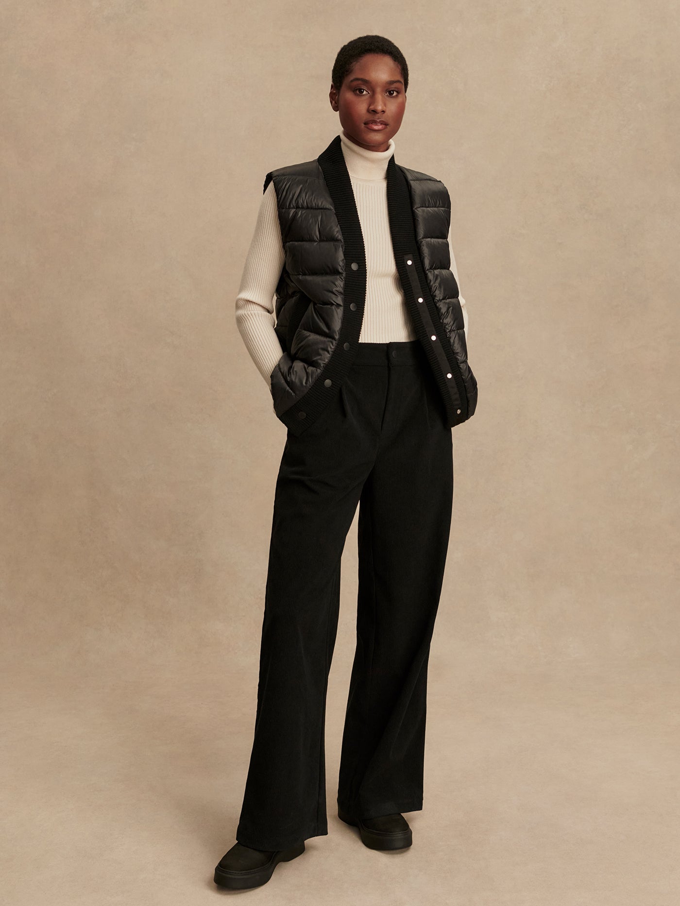 Varley Black Colwyn Combo Boxy Gilet