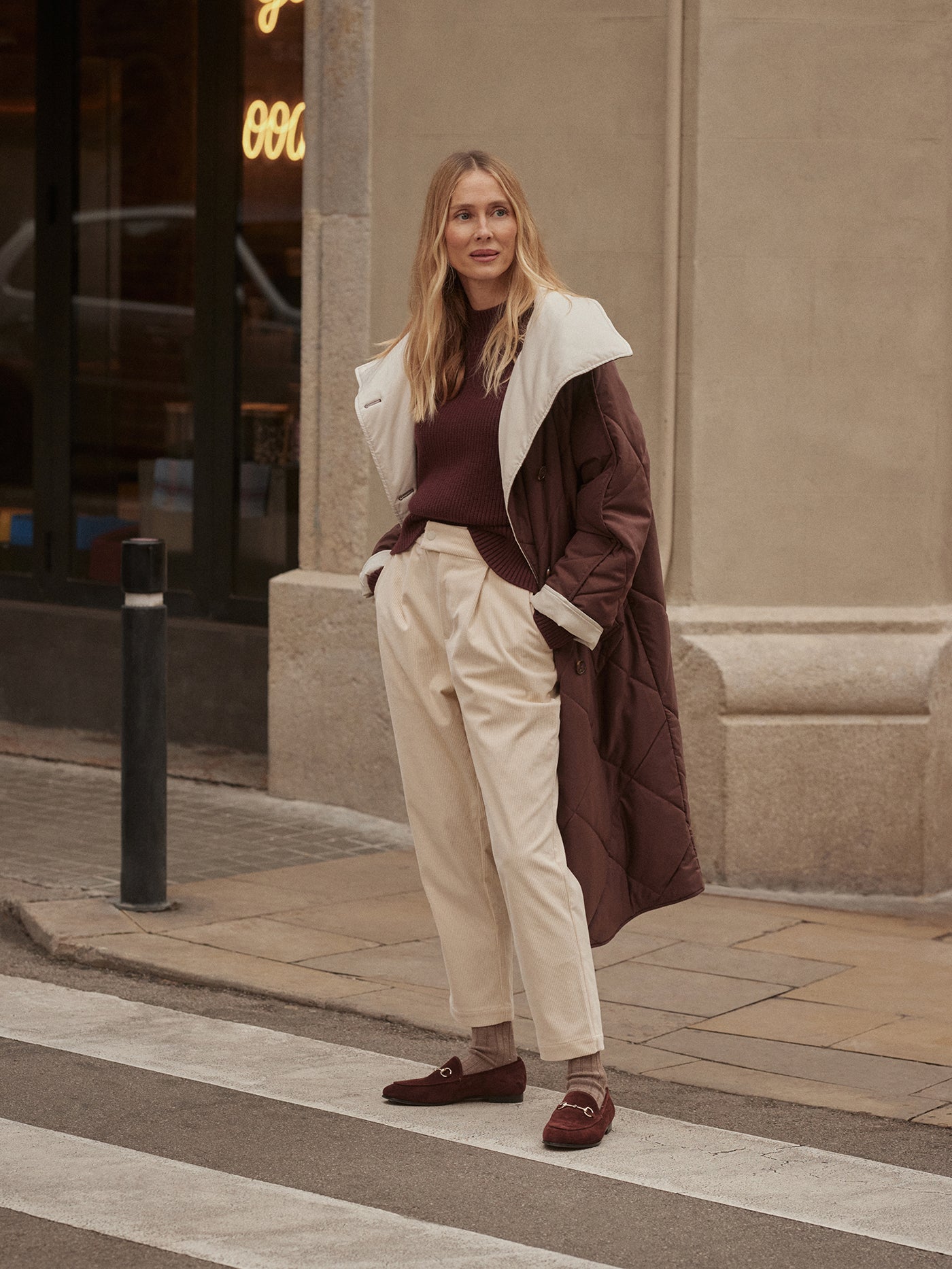Varley Deep Mahogany Annalise Reversible Wrap Coat