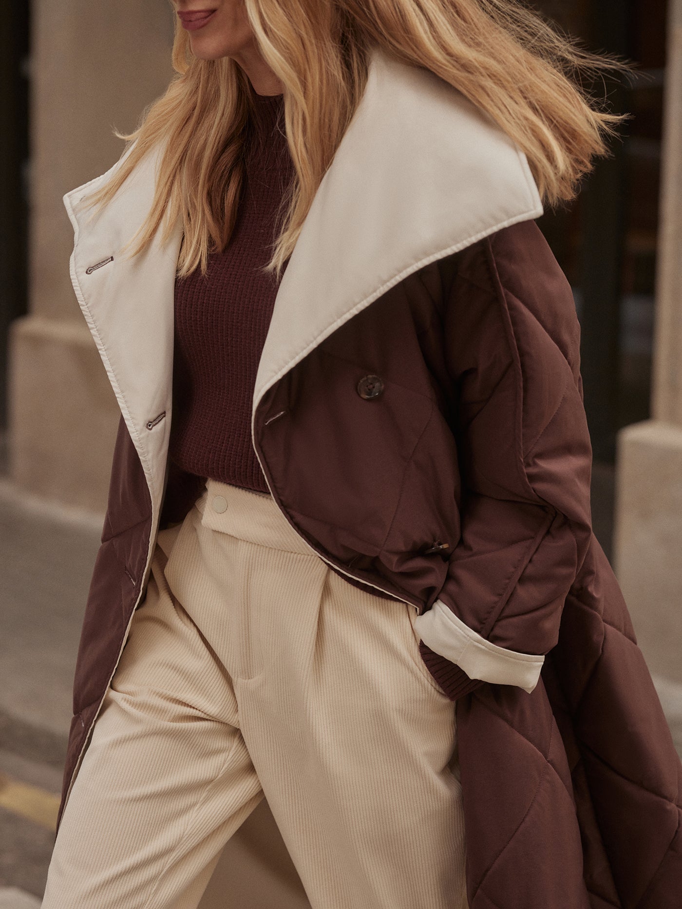 Varley Deep Mahogany Annalise Reversible Wrap Coat