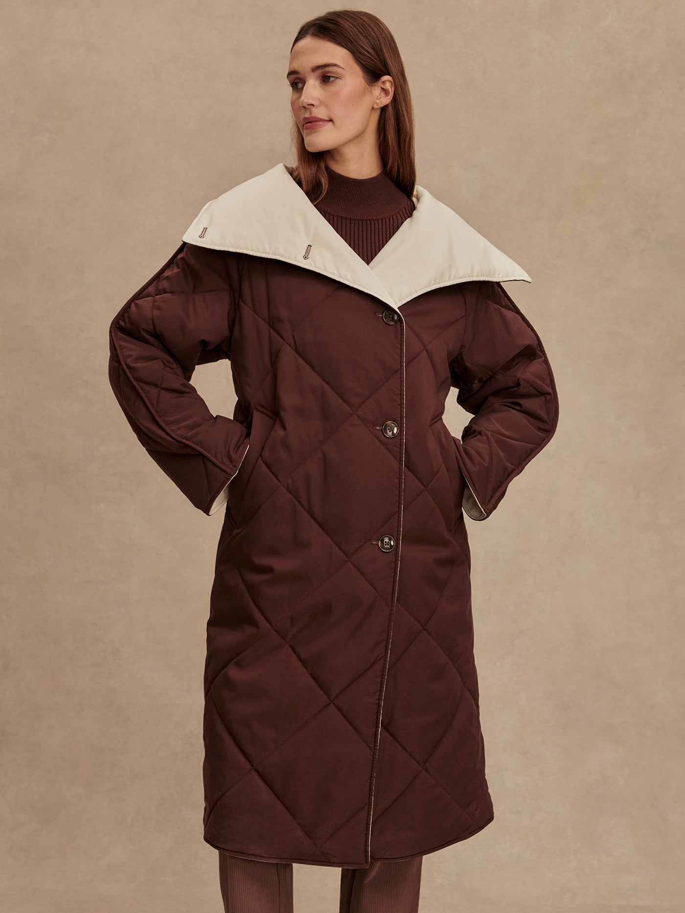 Varley Deep Mahogany Annalise Reversible Wrap Coat