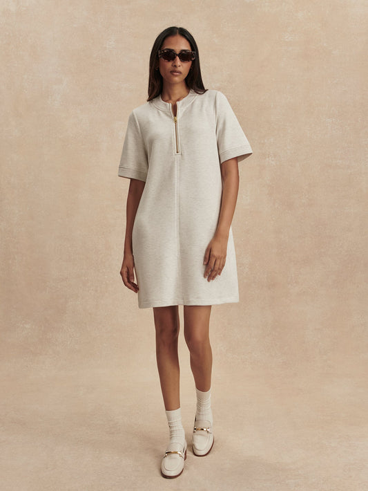Varley Ivory Marl Nori Half Zip Dress