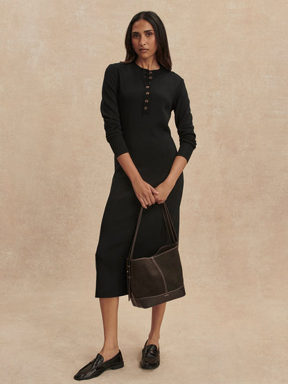 Varley Black Abriella Midi Dress