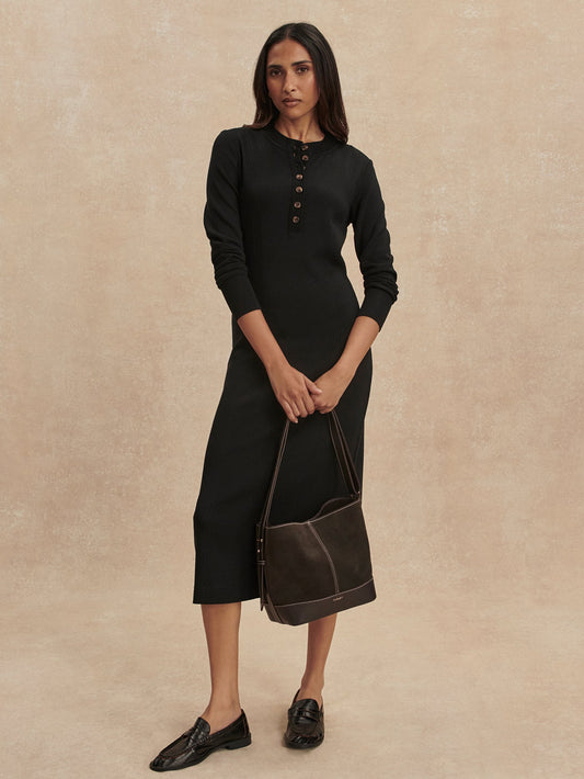 Varley Black Abriella Midi Dress