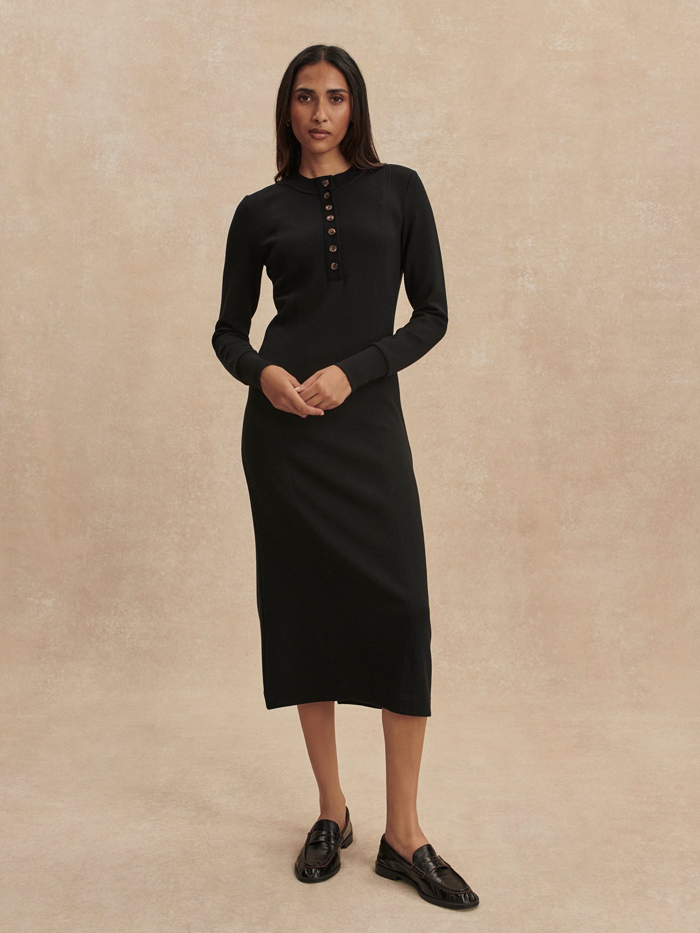 Varley Black Abriella Midi Dress