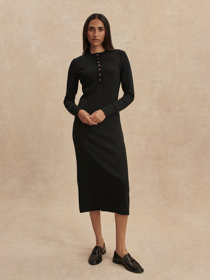Varley Black Abriella Midi Dress