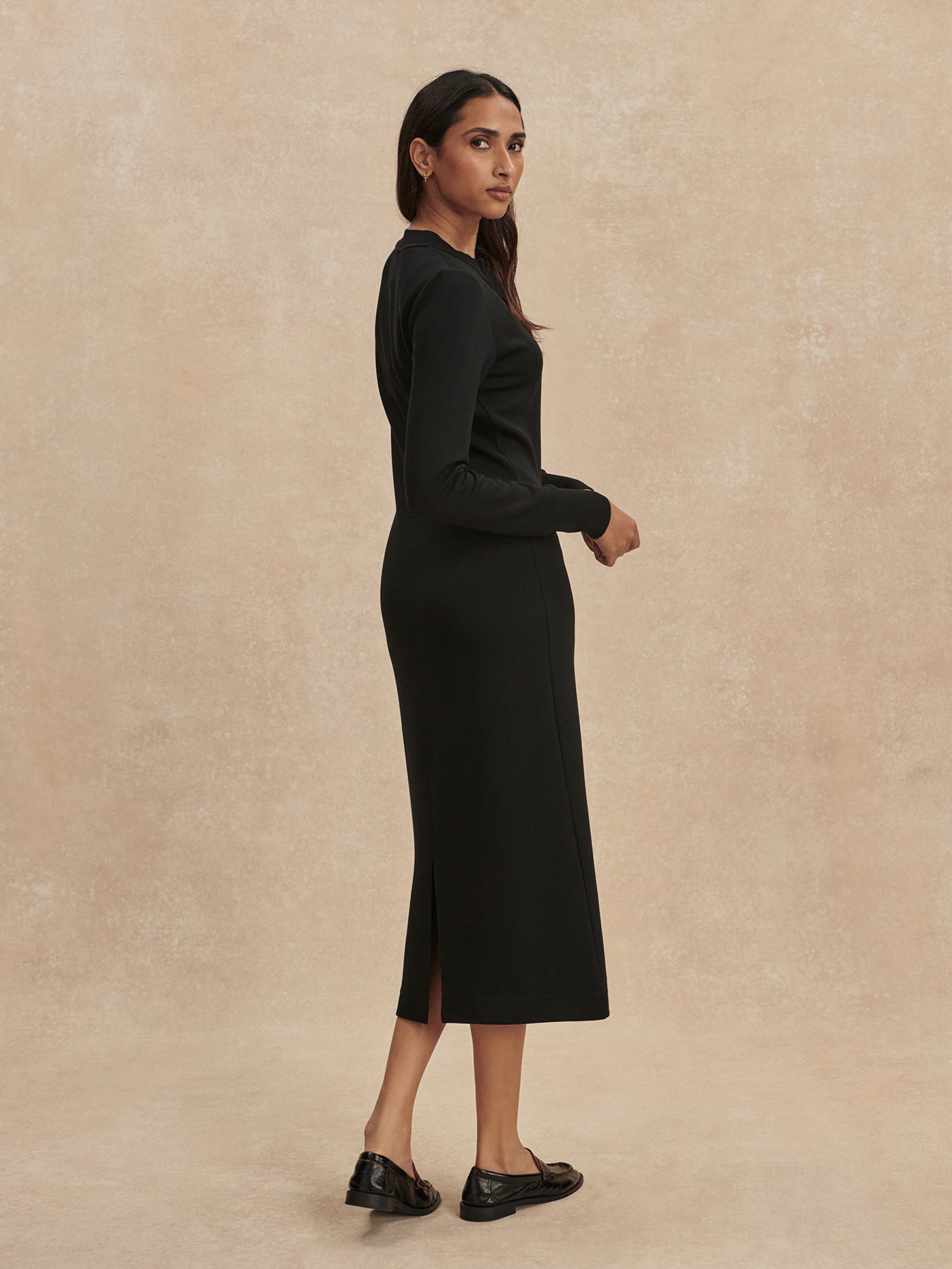 Varley Black Abriella Midi Dress