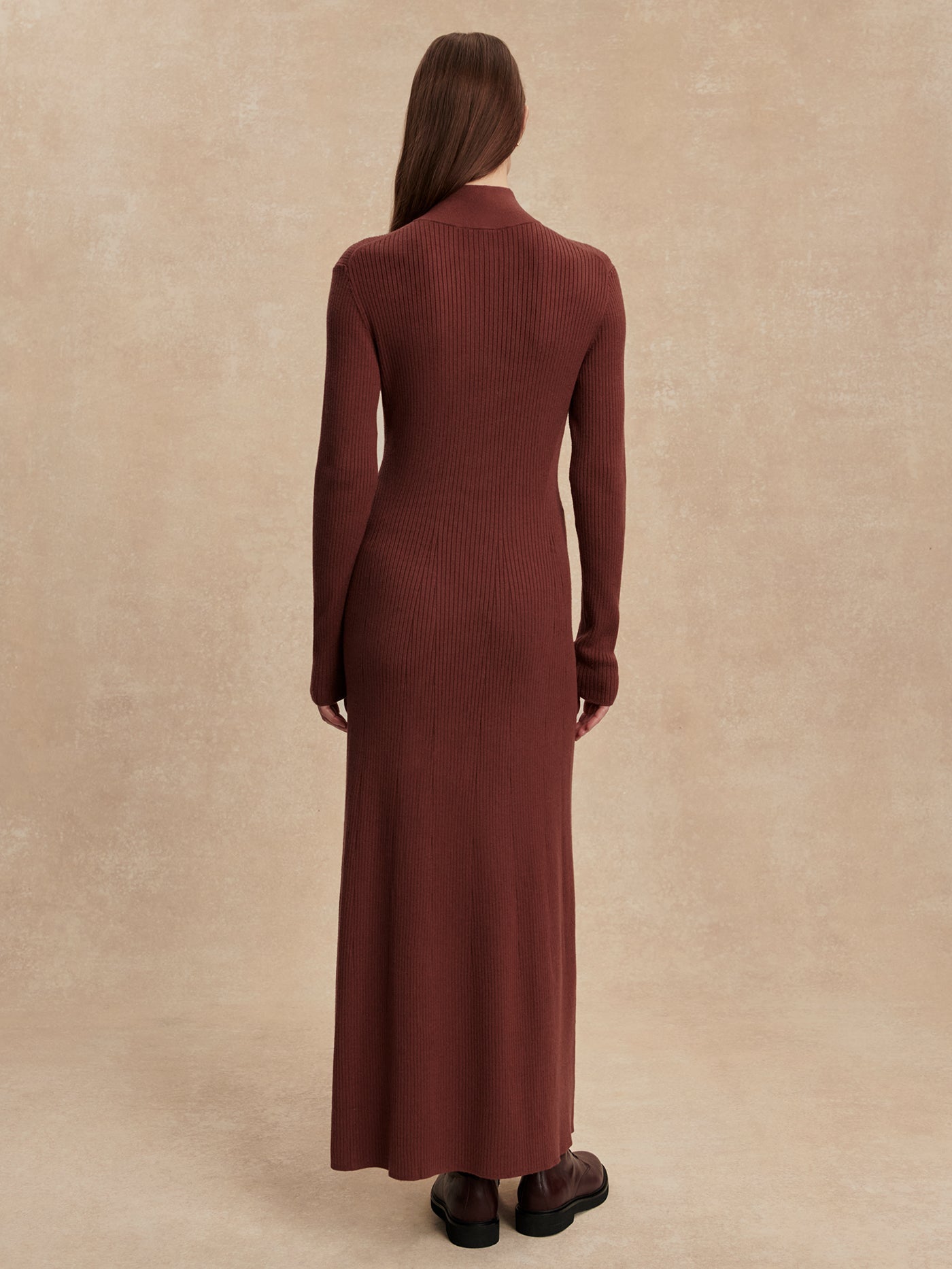 Varley Cinnamon Burnet Zip Knit Maxi Dress