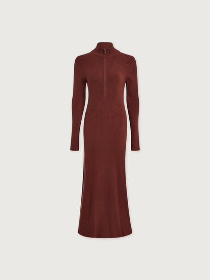 Varley Cinnamon Burnet Zip Knit Maxi Dress