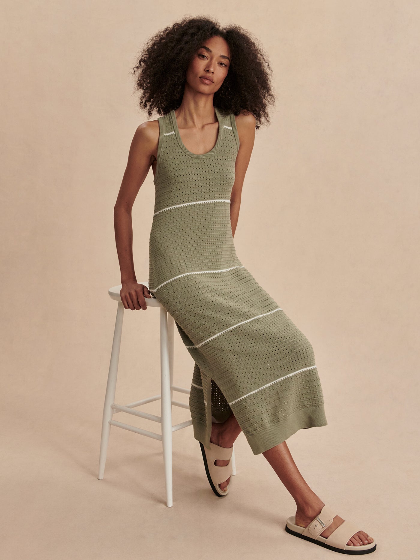 Varley Seagrass Scott Scoop Neck Midi Dress