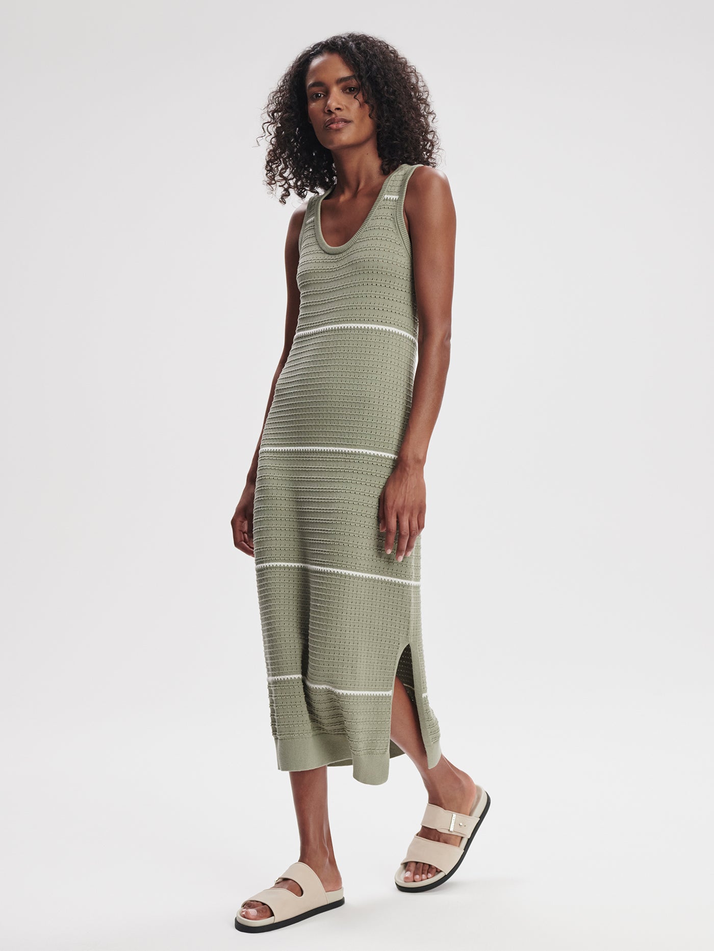 Varley Seagrass Scott Scoop Neck Midi Dress