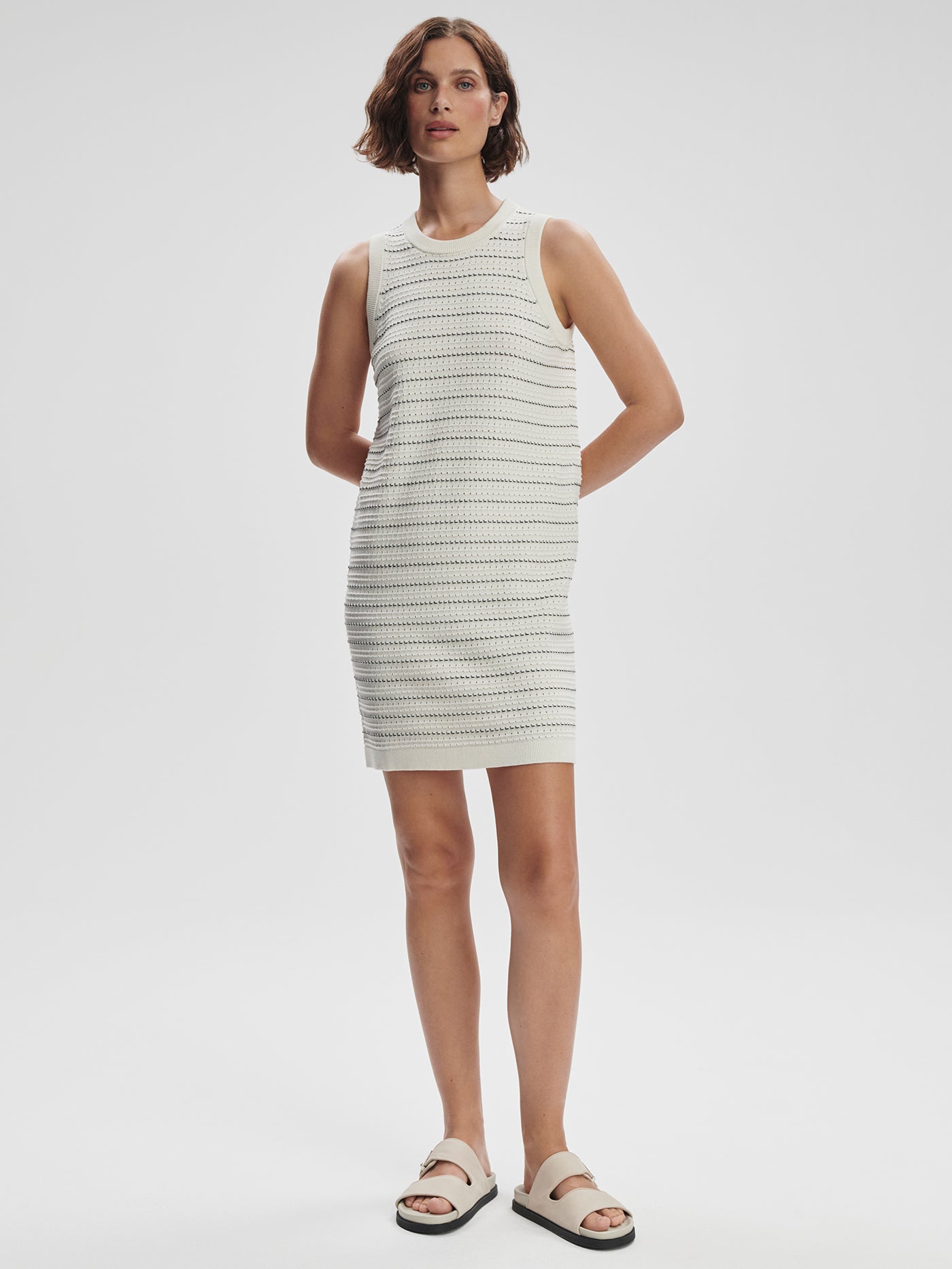 Varley Egret Mindy Contrast Stitch Knit Dress