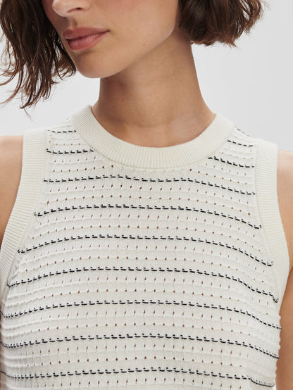 Varley Egret Mindy Contrast Stitch Knit Dress