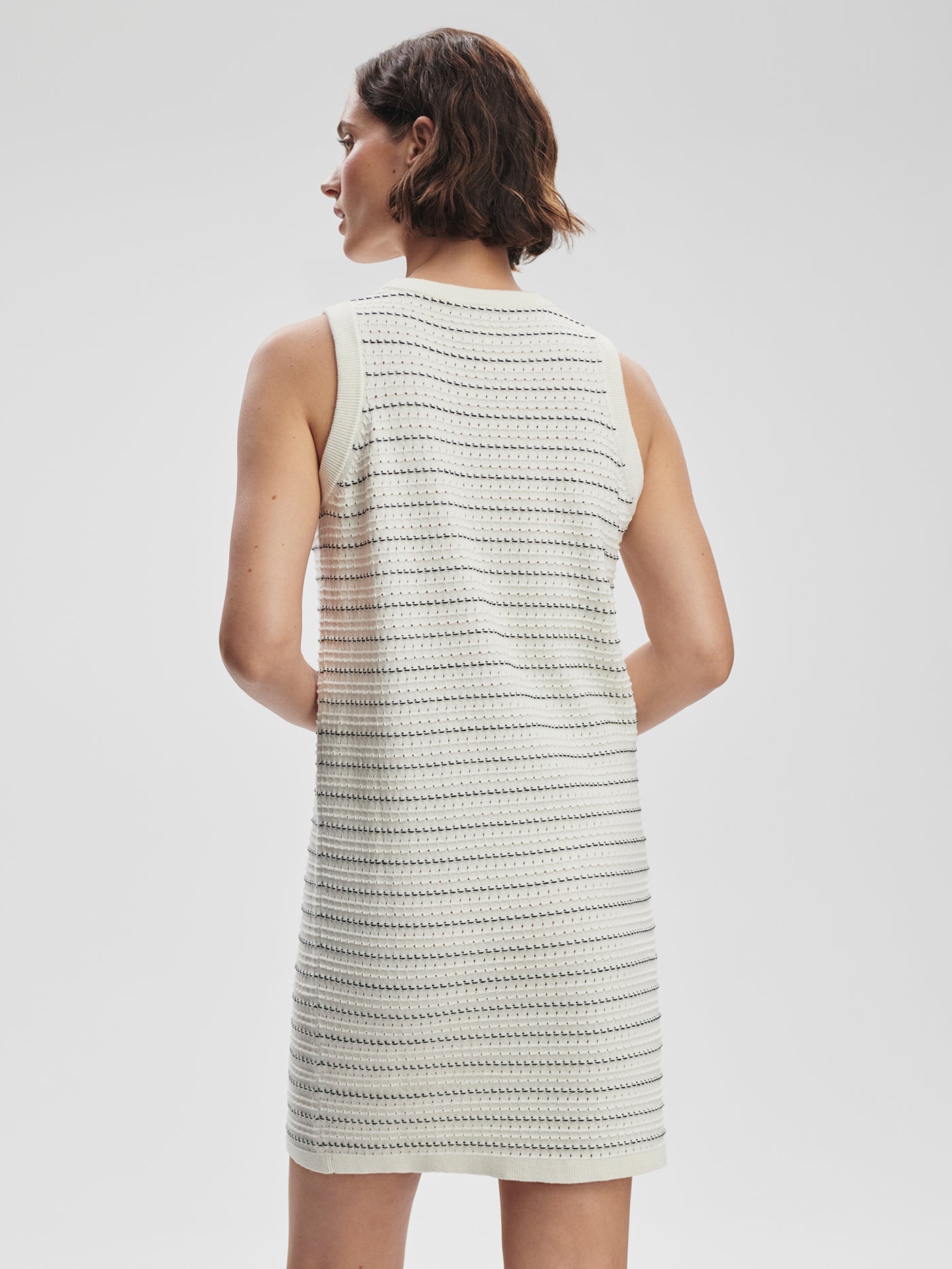 Varley Egret Mindy Contrast Stitch Knit Dress