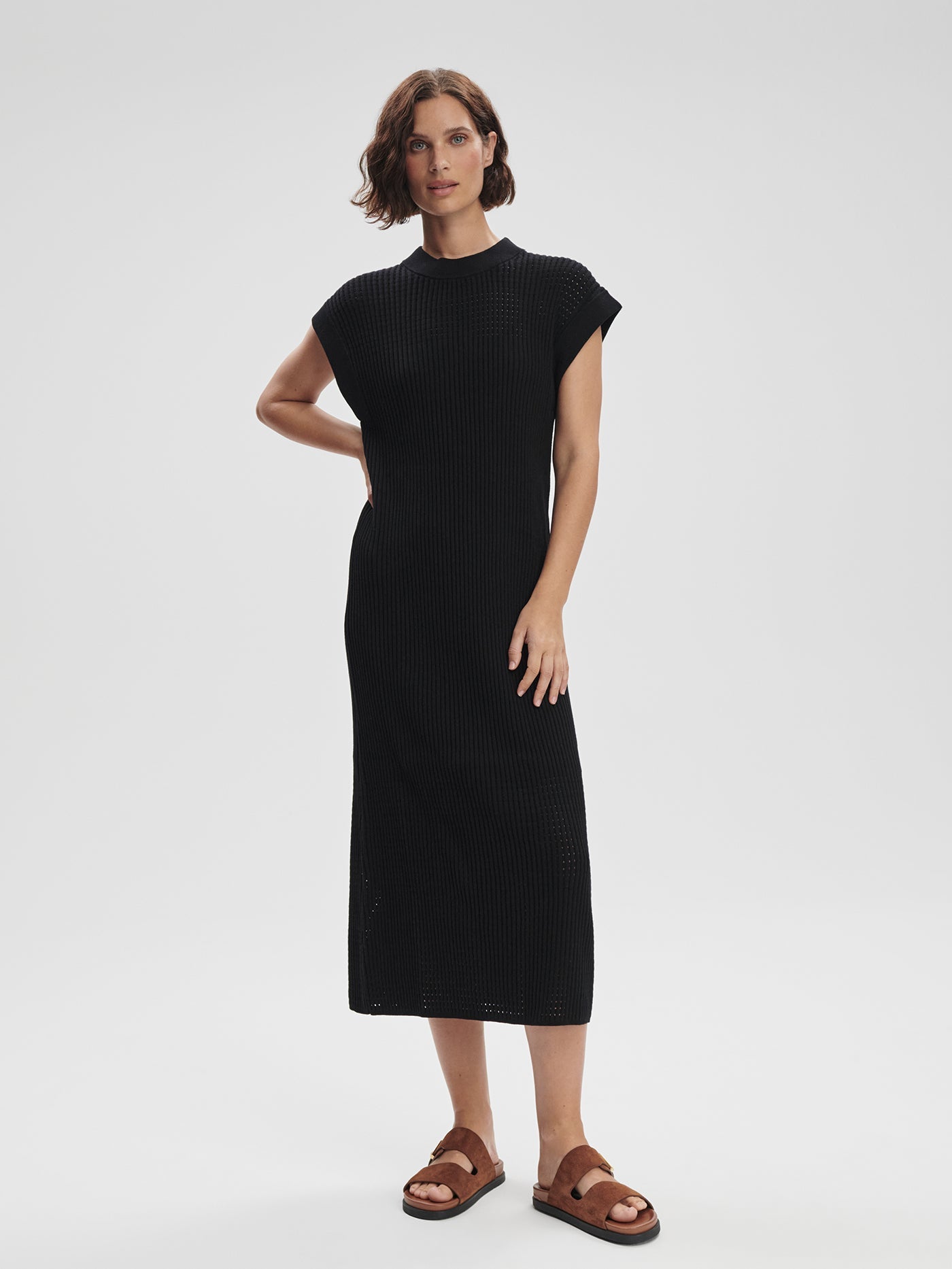 Varley Black Cheston Relaxed Knit Dress | VARLEY US