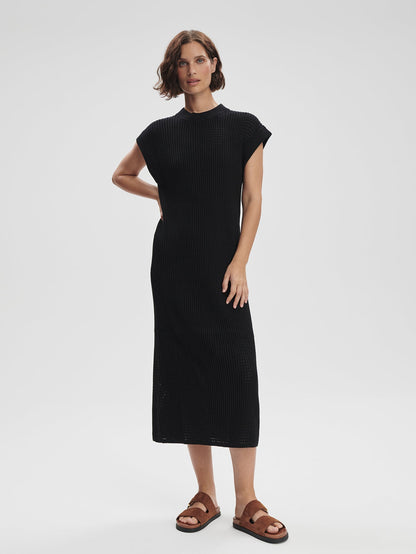 Varley Black Cheston Relaxed Knit Dress | VARLEY US