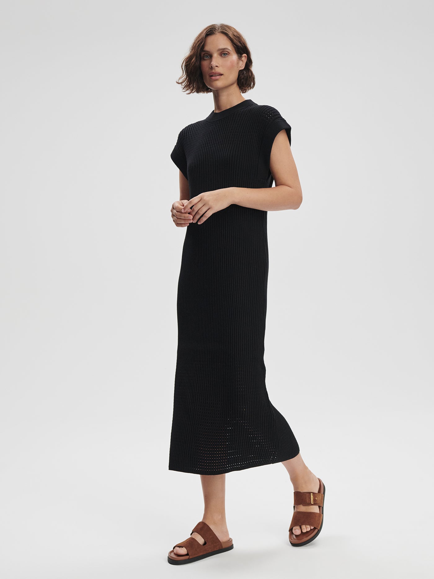 Varley Black Cheston Relaxed Knit Dress | VARLEY US