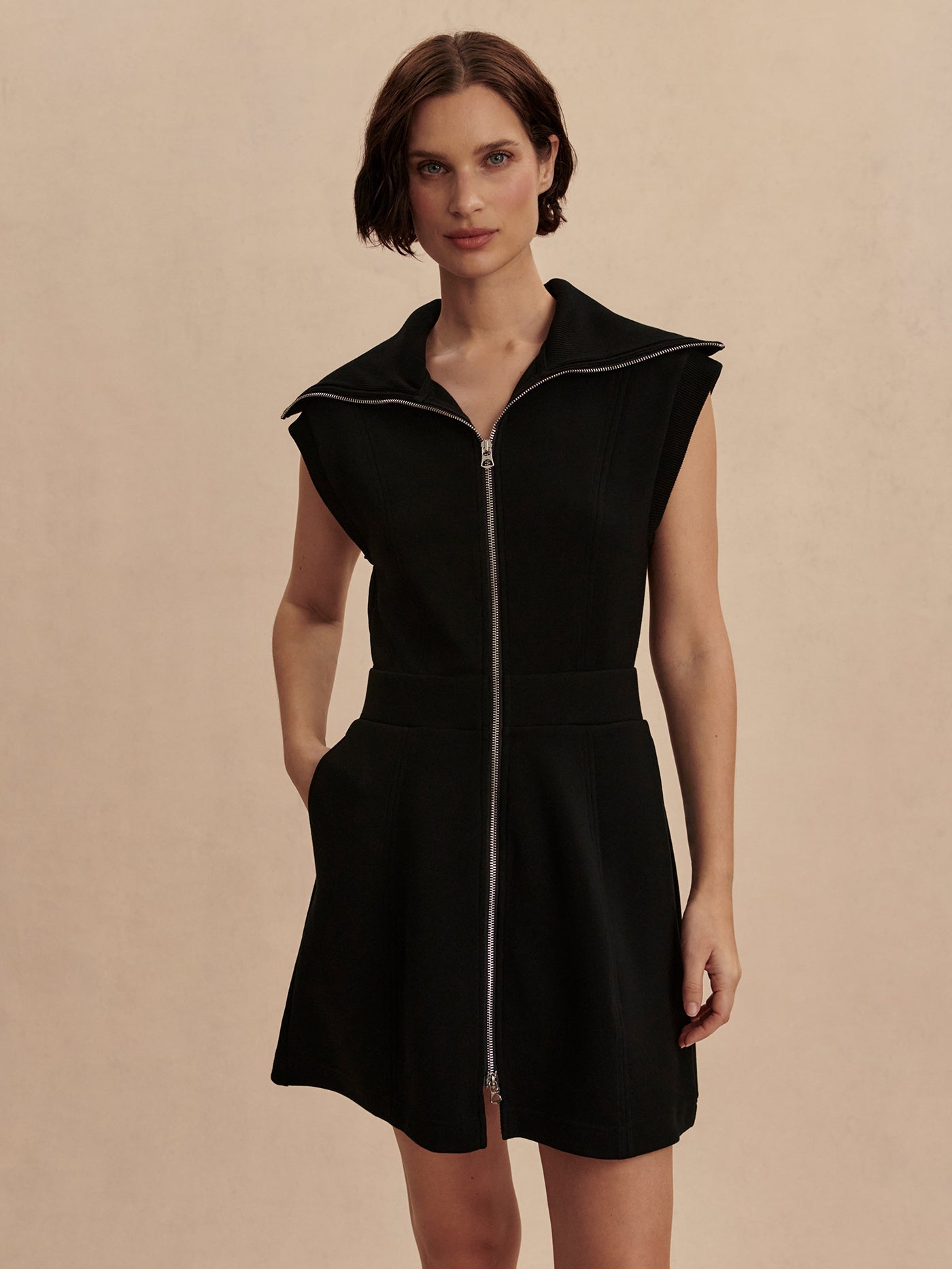 Varley Black Rebecca Zip Through Dress