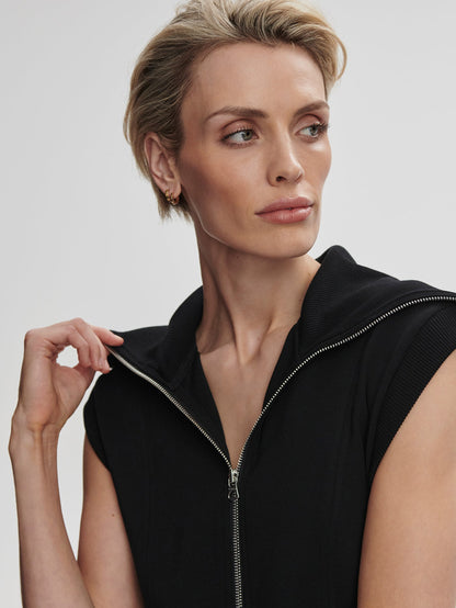 Varley Black Rebecca Zip Through Dress