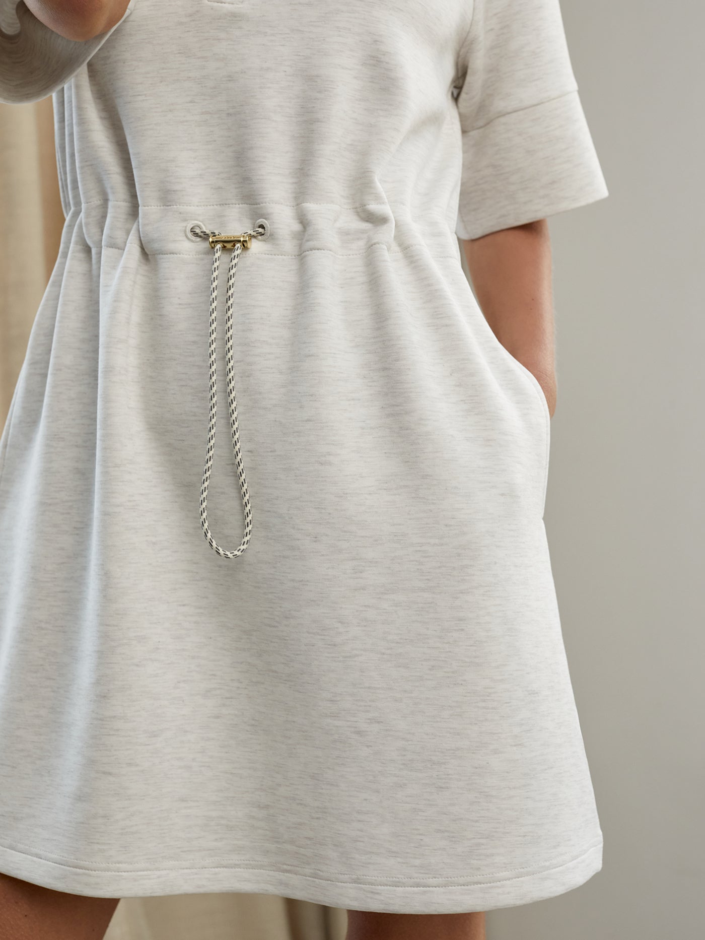 Varley Ivory Marl Paisley Half Zip Dress