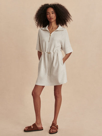 Varley Ivory Marl Paisley Half Zip Dress