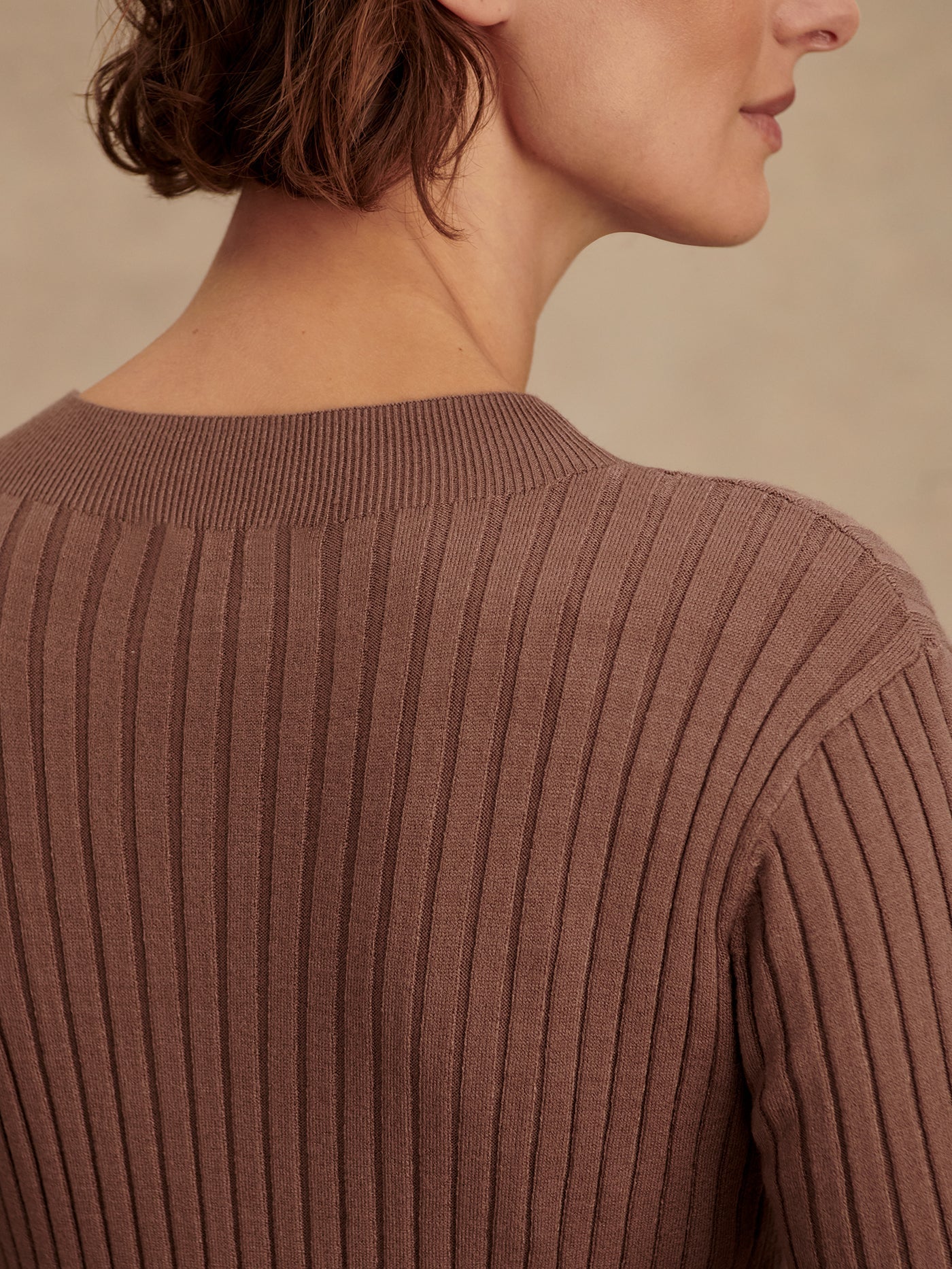 Varley Deep Taupe Maeve 2.0 Rib Knit Midi Dress