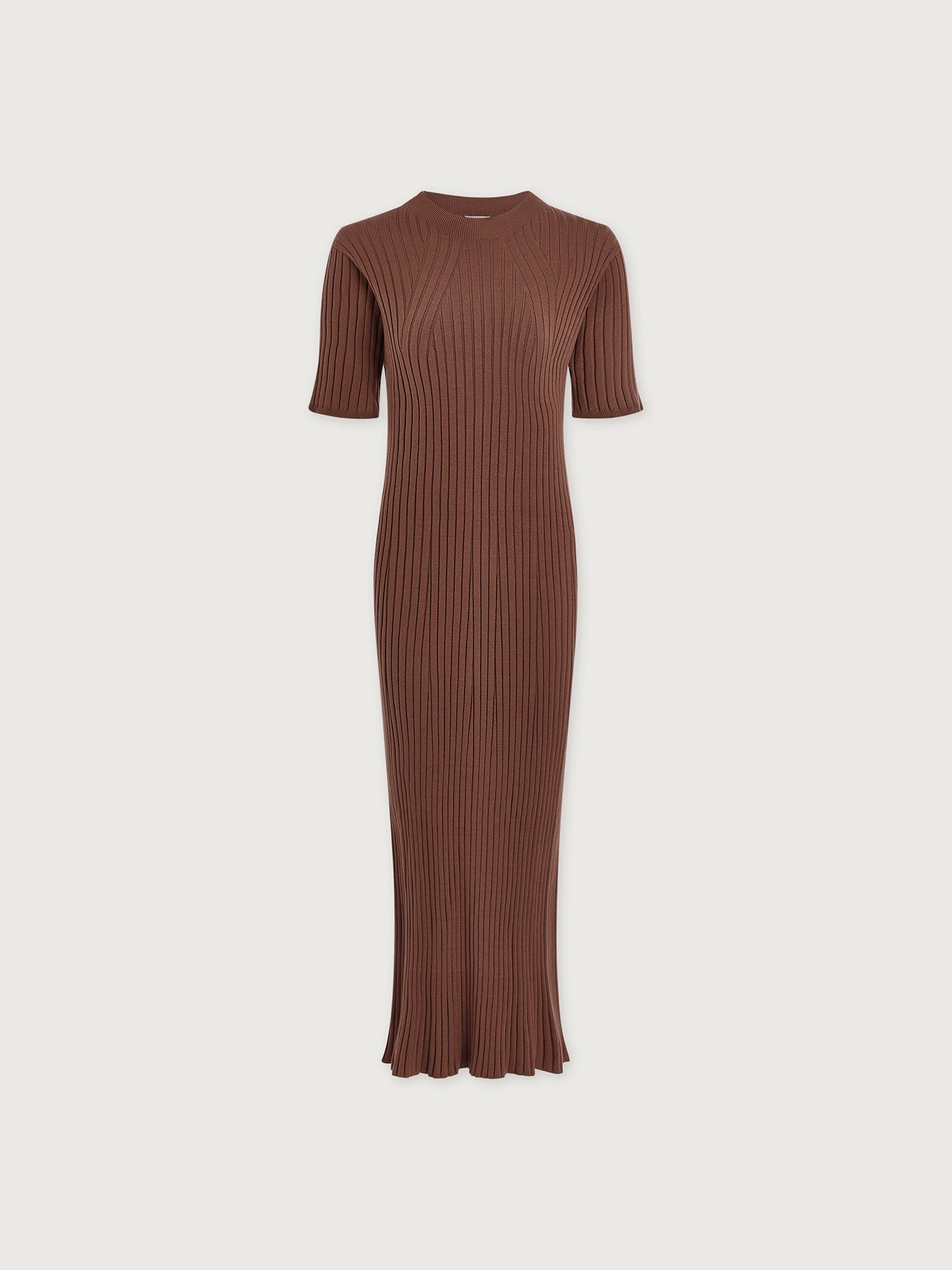 Varley Deep Taupe Maeve 2.0 Rib Knit Midi Dress